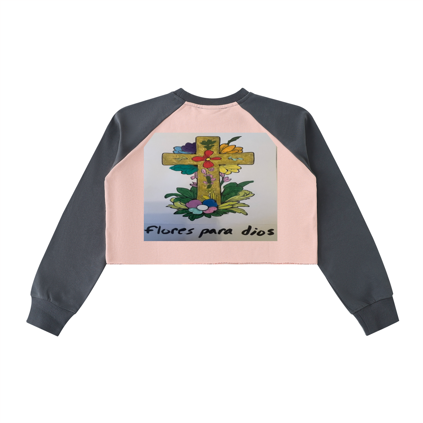 Raw-Hem Color-Block Raglan Crop Sweatshirt