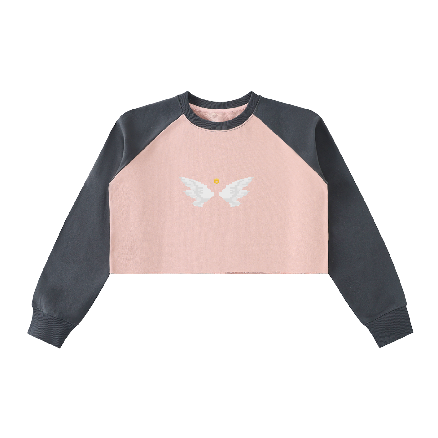 Raw-Hem Color-Block Raglan Crop Sweatshirt