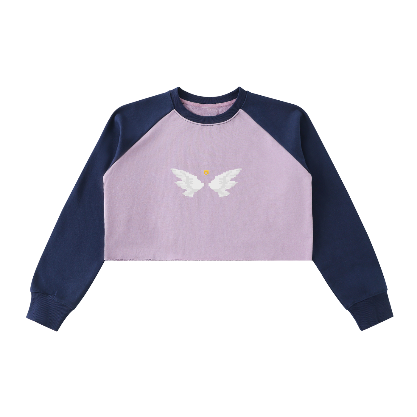 Raw-Hem Color-Block Raglan Crop Sweatshirt