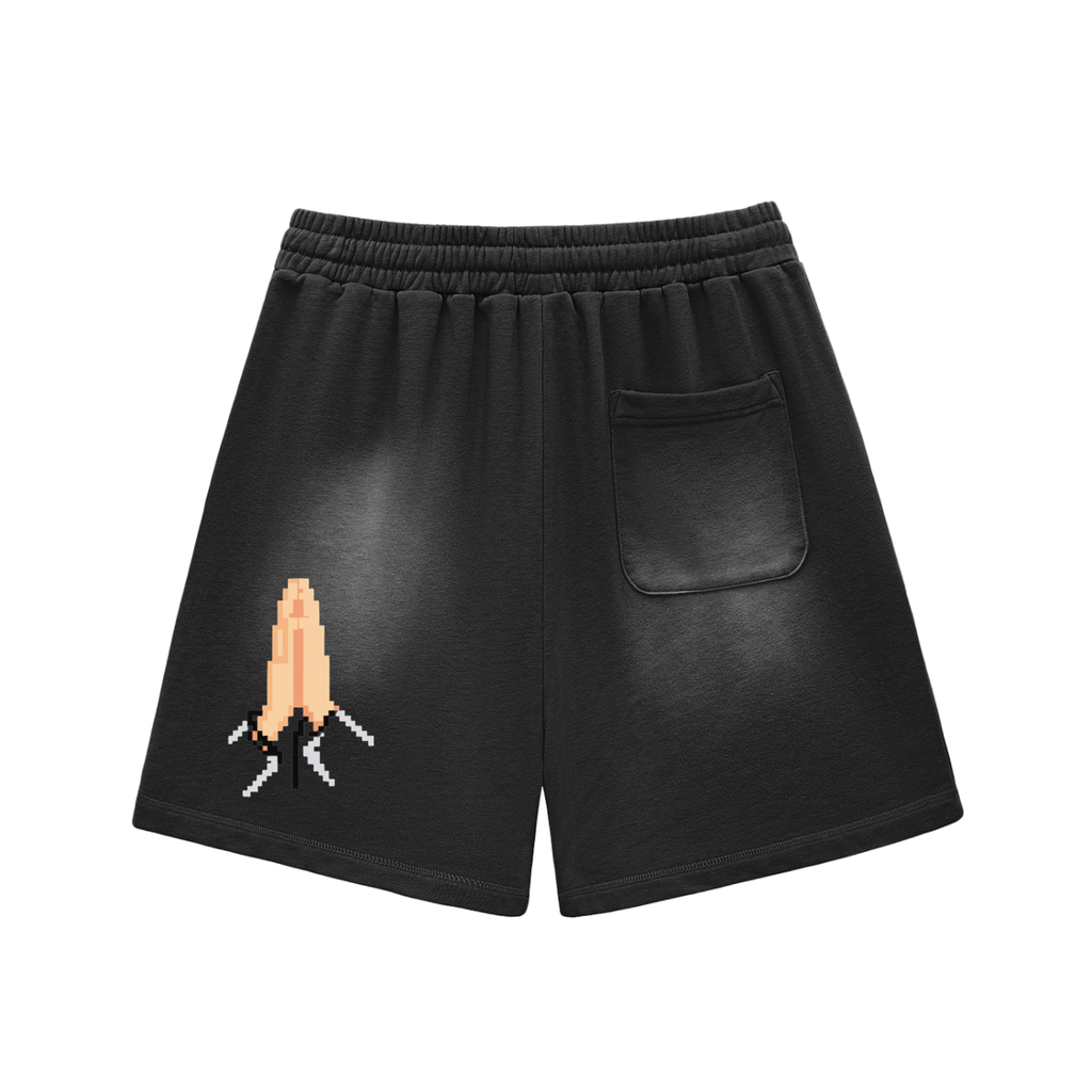 Sun Fade Raw Edge Cotton Shorts