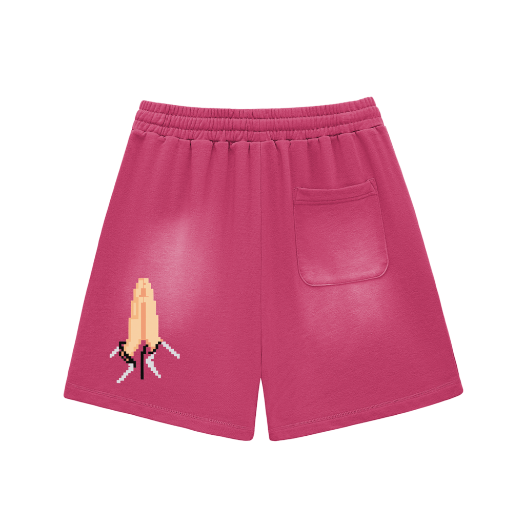 Sun Fade Raw Edge Cotton Shorts