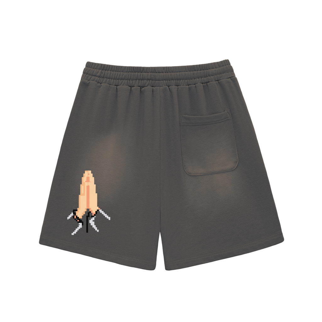 Sun Fade Raw Edge Cotton Shorts