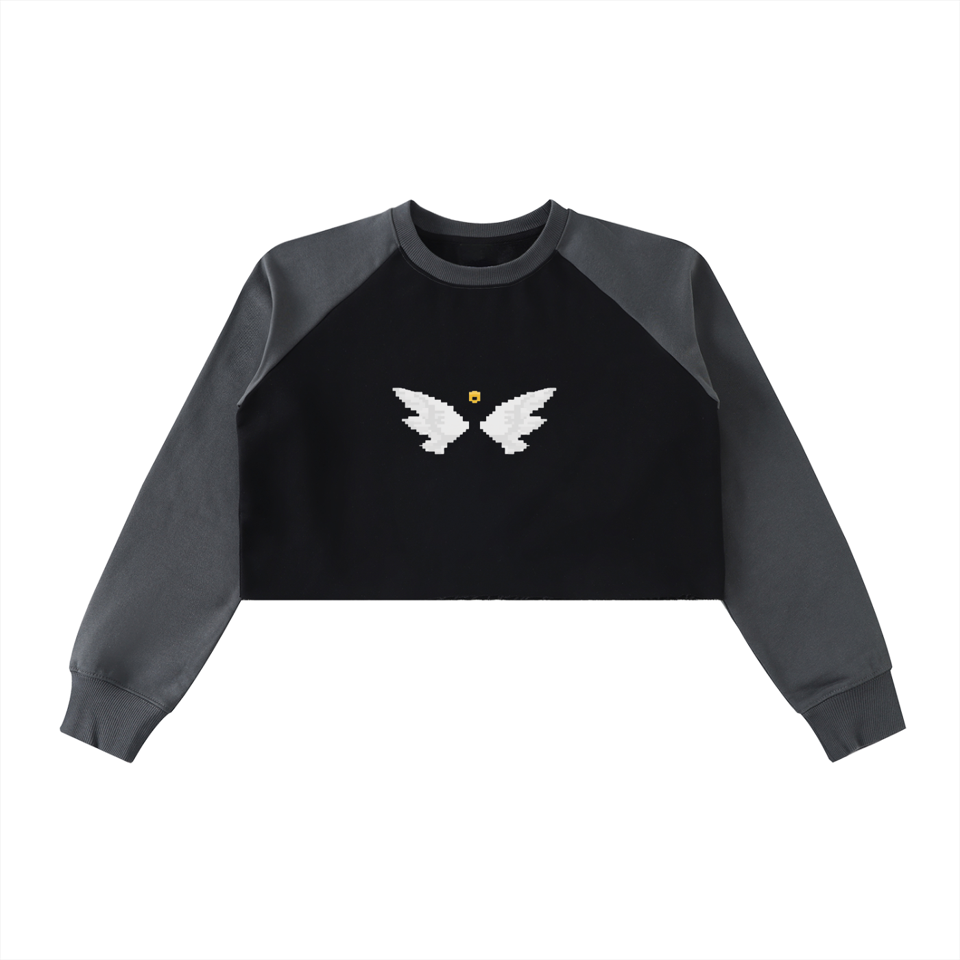 Raw-Hem Color-Block Raglan Crop Sweatshirt