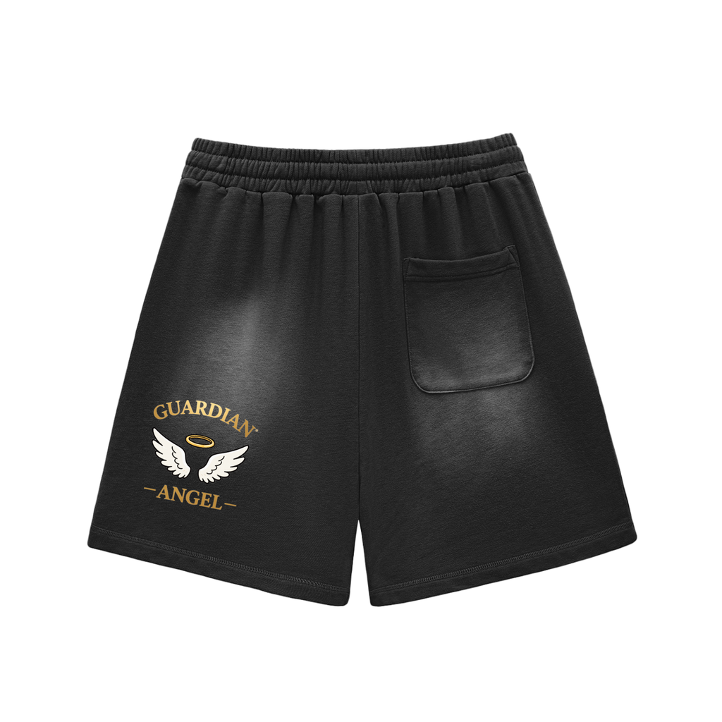 Sun Fade Raw Edge Cotton Shorts