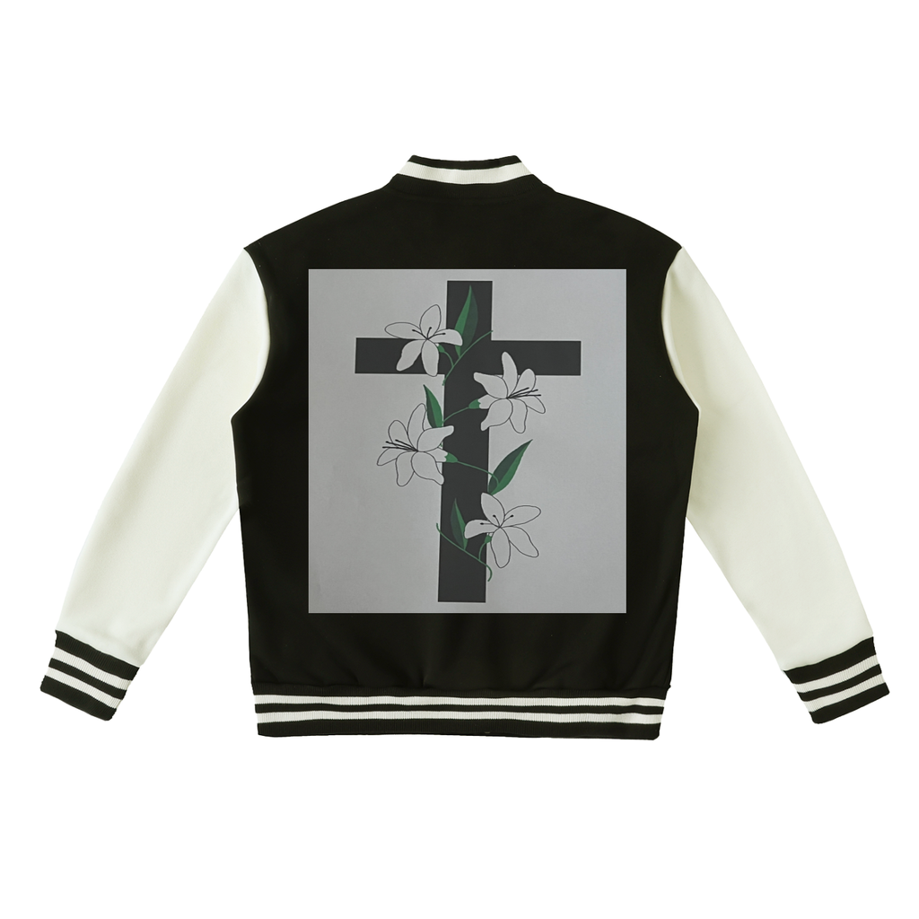 Two-Tone Fleeced Varsity Jacket