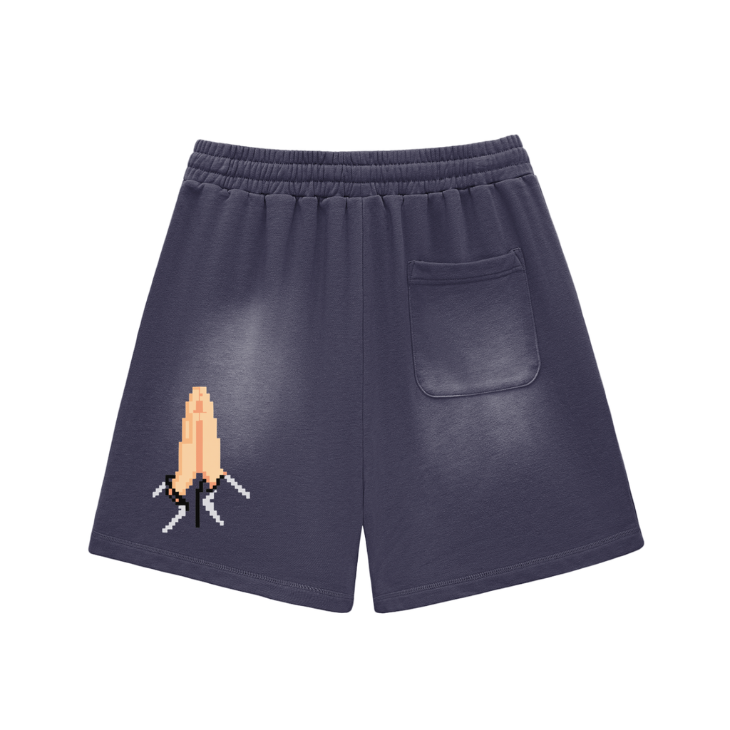 Sun Fade Raw Edge Cotton Shorts